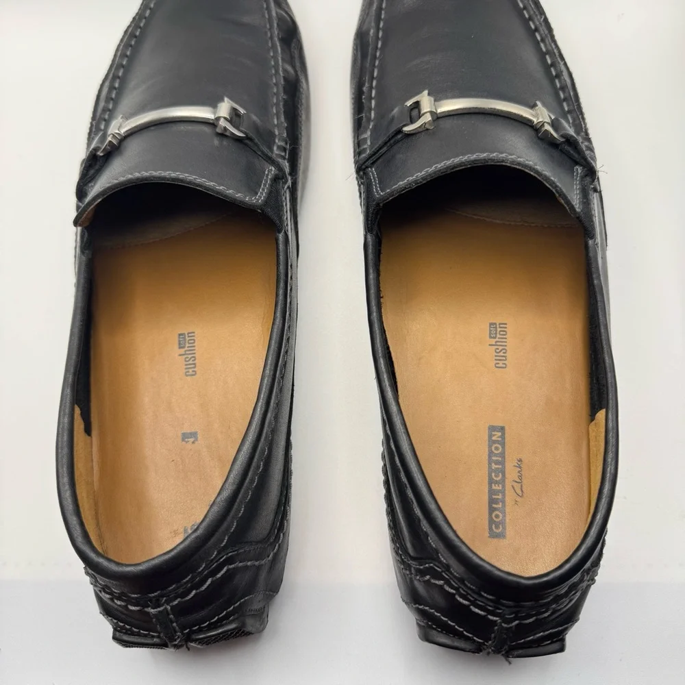 Clark’s Men's Black Leather Loafers Slip-On Dress‎ Loafers Black Size 11.5